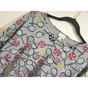 WOMAN'S LULAROE GRAY LOLLIPOP PATTERN SHORT SLEEVE